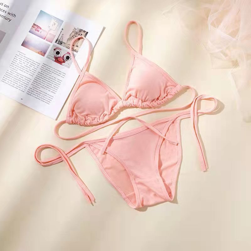 棉绑带游泳衣女装无钢圈聚拢性感比基尼温泉泳衣女装单件/套装