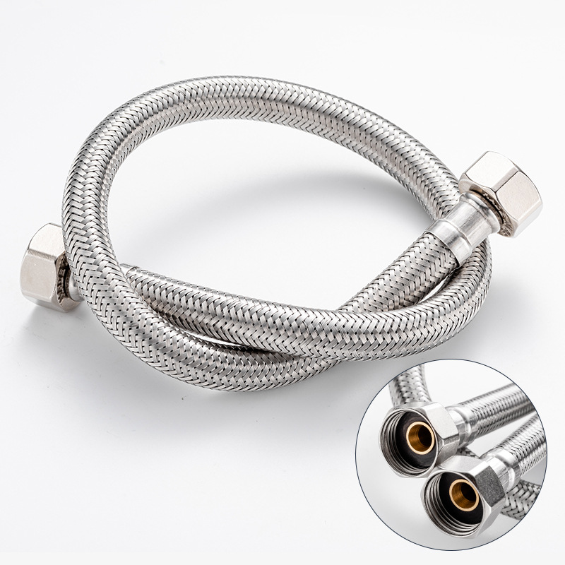 两头1/2跨境304不锈钢编织管双头马桶管4分接头热水器冷热进水管