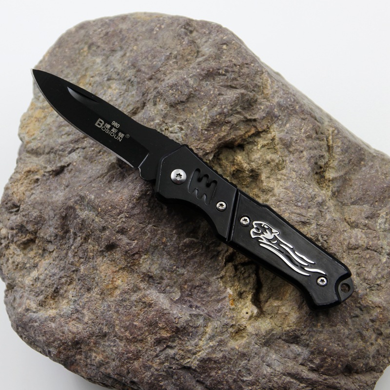 博斯顿993折叠不锈钢刀女子随身防身小刀 户外露营高硬度开刃刀具