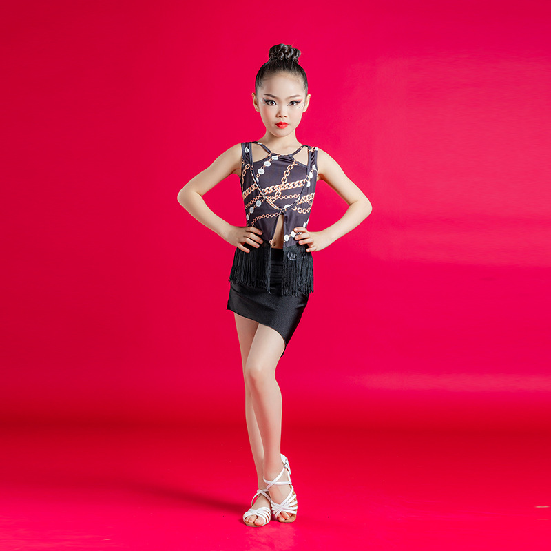六一儿童节拉丁舞服女儿童专业舞蹈演出表演练功服无袖分体练习服