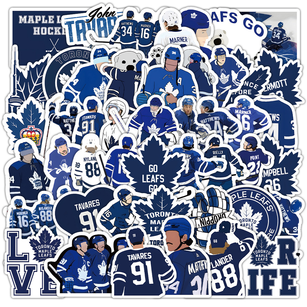 50张跨境多伦多枫叶队贴纸装饰贴画可移吉他水杯滑板车手机笔记本