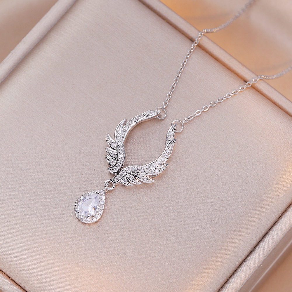 项链女 日韩风跨境天使之泪锆石项链镶嵌锆石时尚简约首饰锁骨链