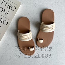 一件代发littlesummer 年新款夏季儿童休闲度假风草编外穿凉拖鞋