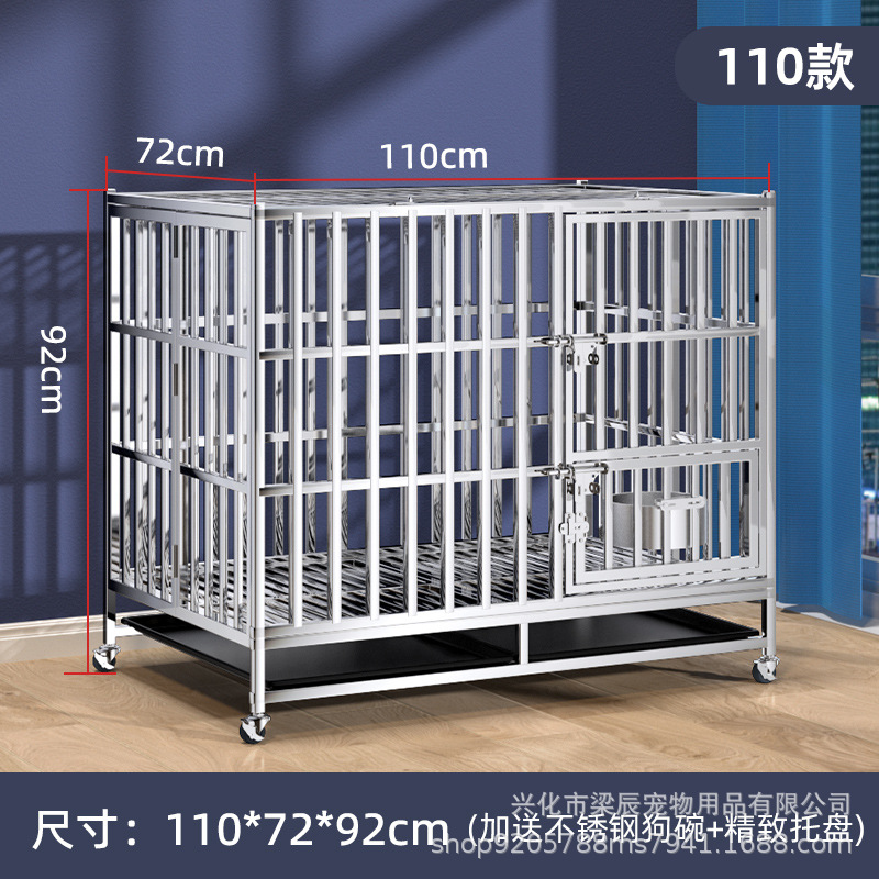 304 Stainless Steel Dog Cage Wholesale Large Dog Foldable Golden Retriever Indoor Thickening Dog Crate for Big Dogs