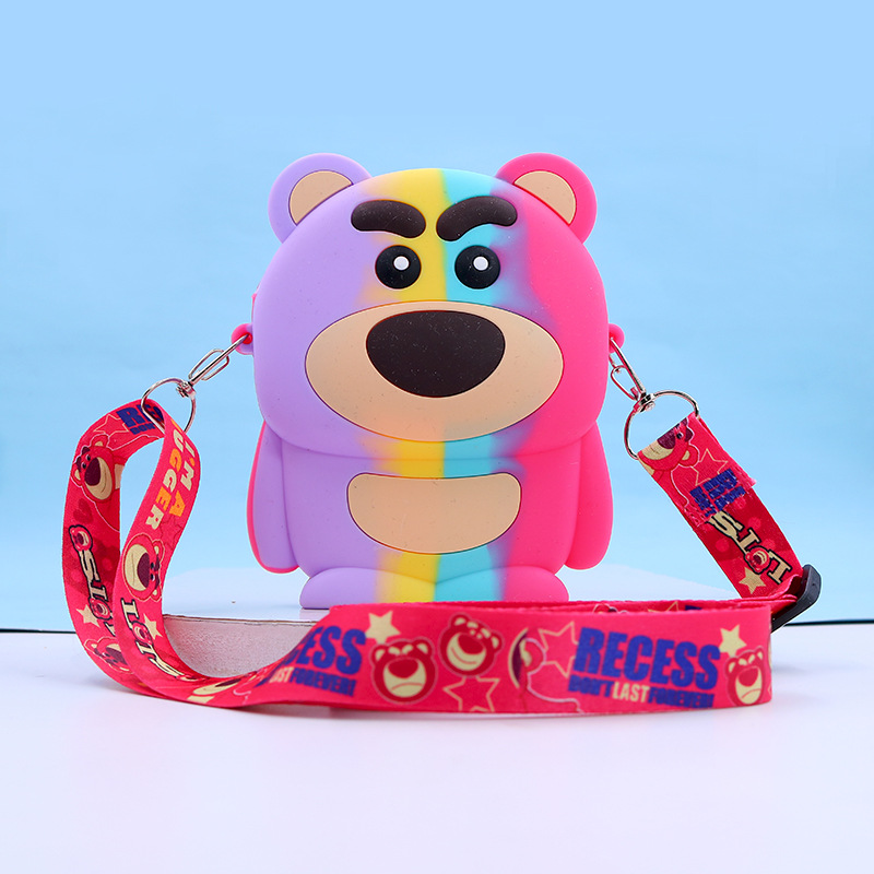 Popular Strawberry Bear Bag Cartoon Children's Silicone Bag Cute Crossbody Shoulder Bag Girls' Coin Purse Western Style