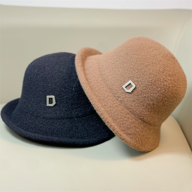 Elegant Curling Table Lamp Cap Autumn and Winter Ins Style Solid Color Sweet Bucket Hat Lazy Dehaired Angora Dome Bucket Hat Girl Korean Style
