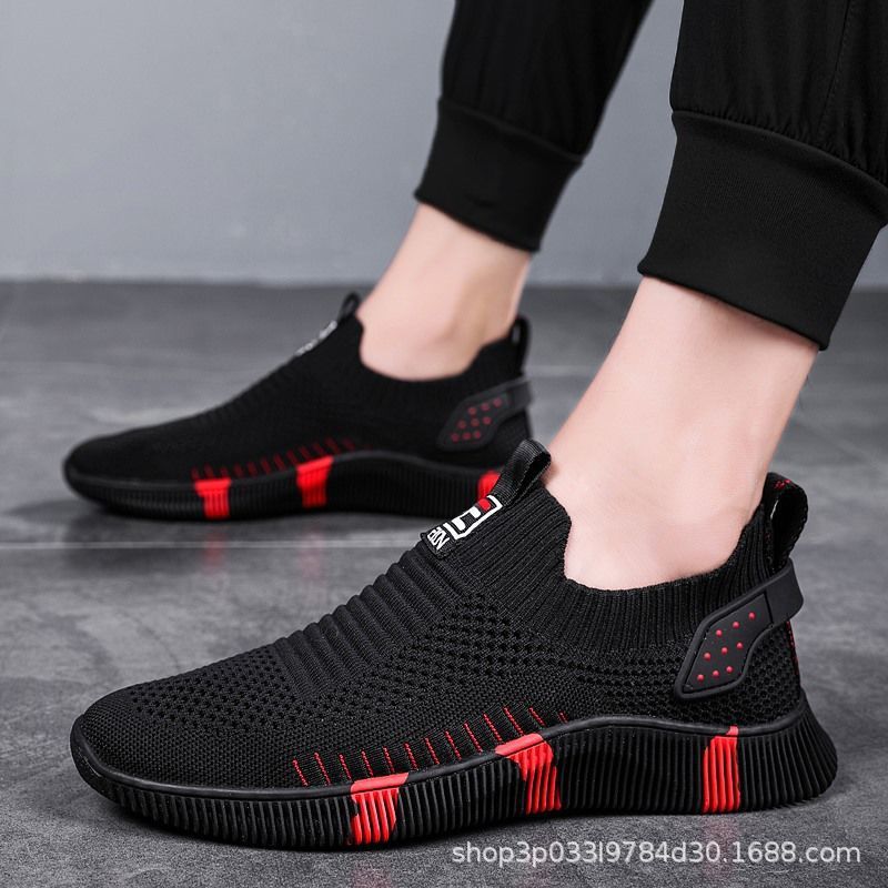 Summer Mesh Low-Top Real Flying Woven Socks Mouth Color Bottom Fashion Casual Fashion Shoes Sports Anti-Slip Wear-Resistant Products in Stock New Men