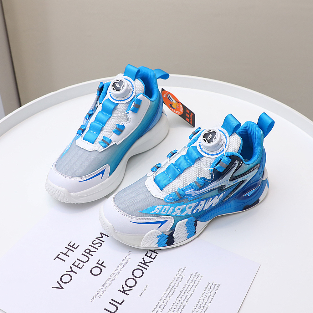 春季网面37-41码男大童运动鞋自动旋转扣篮球鞋休闲学生跑鞋9156