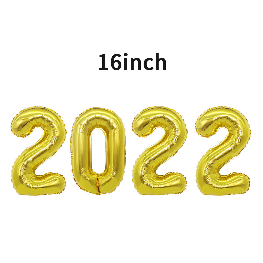 16英寸美体瘦版2022数字气球套装 新年元旦派对装饰布置气球批发