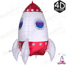 外太空主题宇航员4D立体火箭可飘空聚会派对装饰独立包装铝膜气球