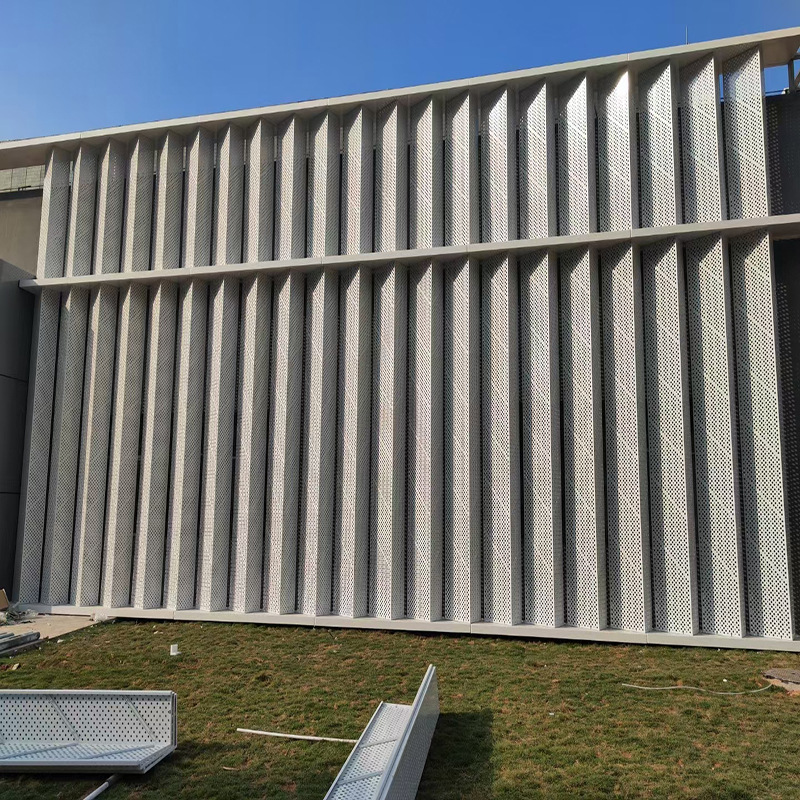 建筑外立面异形冲孔铝单板铝百叶造型氟碳金属镂空装饰铝单板幕墙