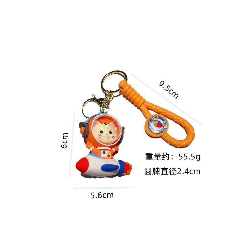 Creative Travel Spaceman Keychain Cute Cosmo Dog Space Cat Rocket Animal Key Chain Men's Bag Pendant