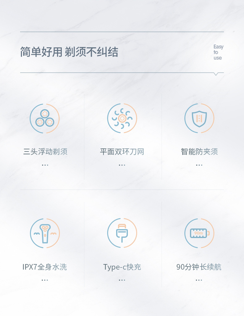 小米有品小适电动剃须刀男士全身水洗干湿剃须刀便携三刀头适用