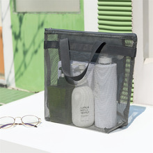 跨境新款包包水桶沙滩包便携大容量游泳洗漱收纳袋手提网纱沙滩包