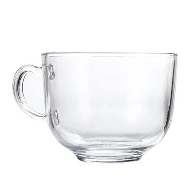 玻璃牛奶杯套装 ins 透明大号玻璃带把水杯麦片咖啡杯子 彩盒