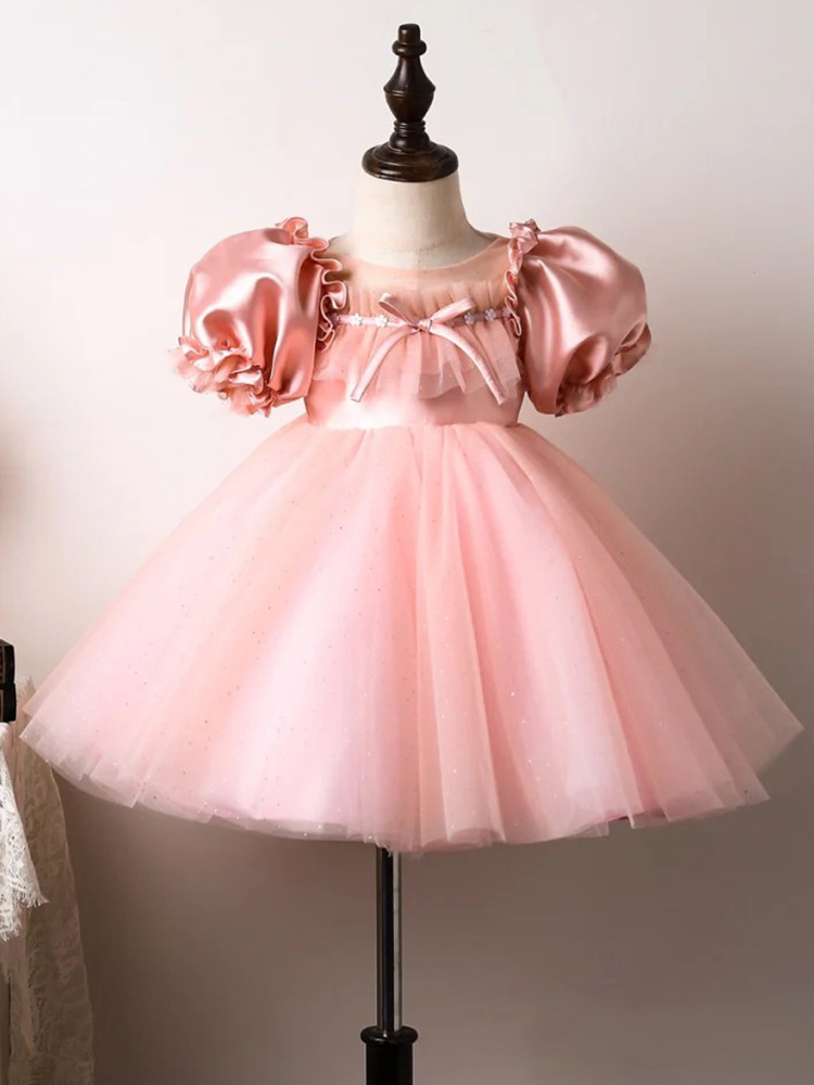 周岁宴生日礼服公主2022粉色洋气小女孩蓬蓬裙女宝宝婚礼花童礼服