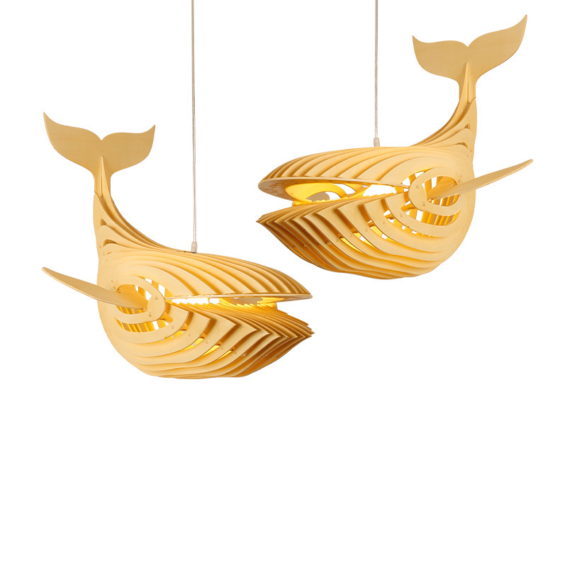 鲸鱼吊灯日式餐厅卧室儿童房鱼形吊灯服装店商场创意个性装饰灯具-阿