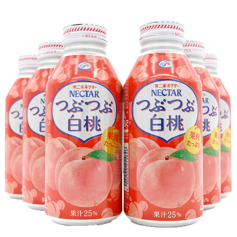 批发日本进口不二家白桃汁饮品水蜜桃果肉果汁饮料380g一箱24瓶