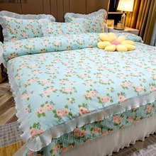全棉床盖四件套仙女公主风单被套韩版荷叶边四季款