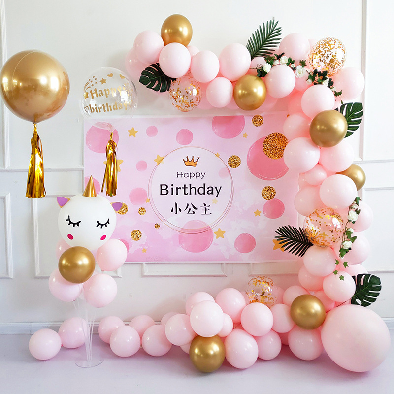 男孩女满月百天百日宴布置一周岁生日布置背景墙气球派对装饰场景