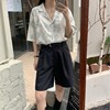 VNOOK 花衬衫女夏2022新薄款设计感小众韩系复古短袖法式印花衬衣|ms