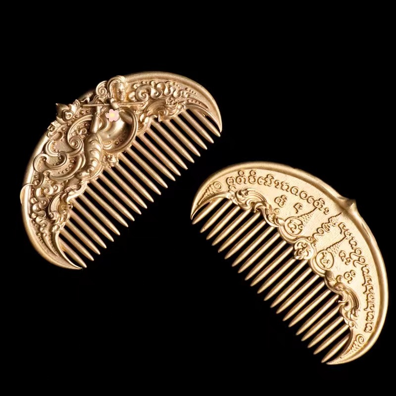 梳子颜色东莞产地电镀处理工艺卡通人物造型女式样式复古风格铜材质