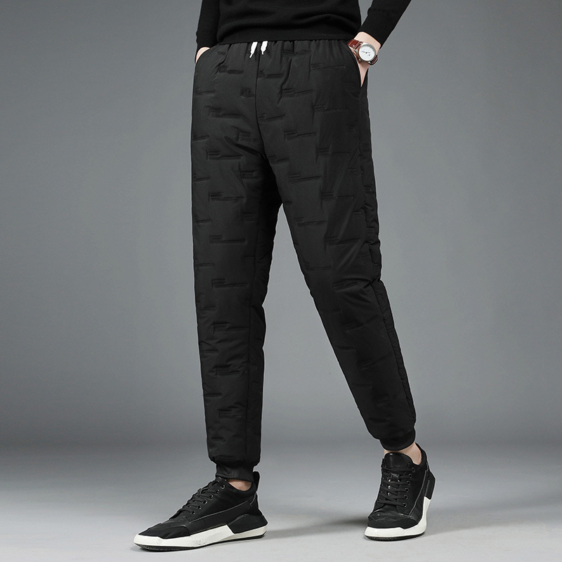 2022新款秋冬加厚保暖棉裤男束脚休闲裤男士大码爸爸中老年羽绒裤