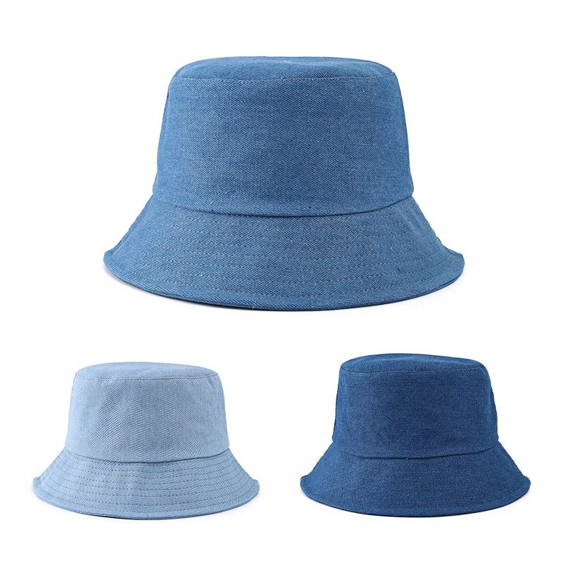 foreign trade new light board solid color denim fisherman hat female korean style washed old retro fashion basin hat sun hat tide