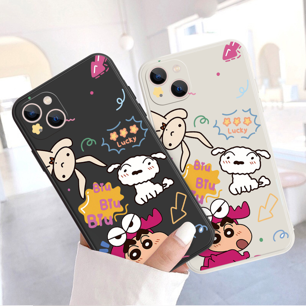 蜡笔小新17promax硅胶手机壳小白iphone16E手机保护套15pro可爱12