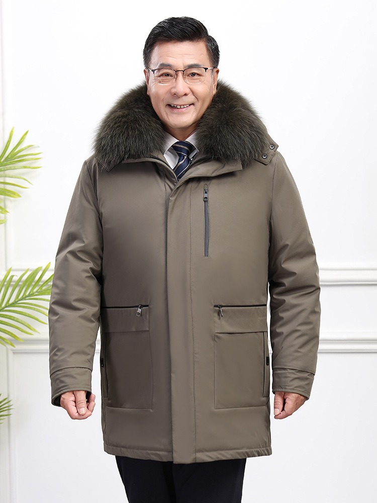Dad Wear Middle-Aged and Elderly down Jacket Men's Winter New Thickened Warm Men's White Duck down Liner Detachable Men's Clothing