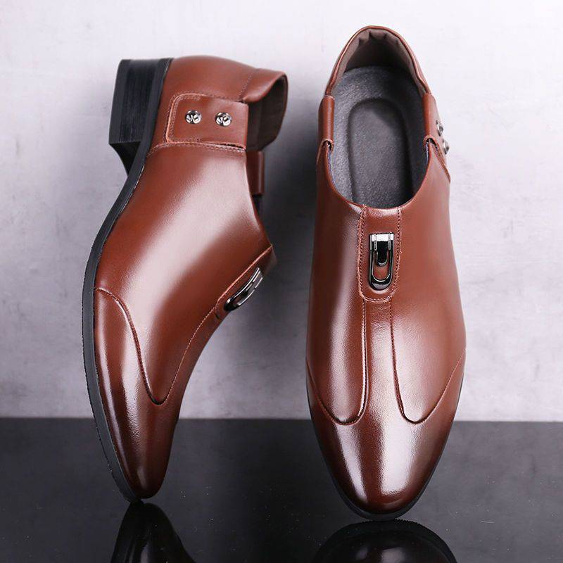 [Full Cowhide] Leather Shoes Men's Casual Shoes Men's Breathable Soft Bottom Youth Slip-on Work Trendy Men's Shoes