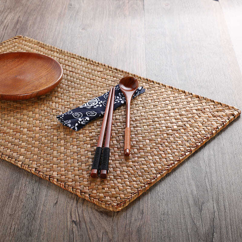 竹席茶席草编餐垫家用隔热垫碗垫防烫杯垫简约编织餐桌垫子织草热