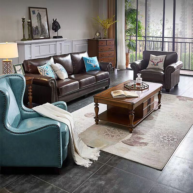 新款真皮沙发轻奢真皮乡村双人三人大小户型客厅豪华沙发客厅美式