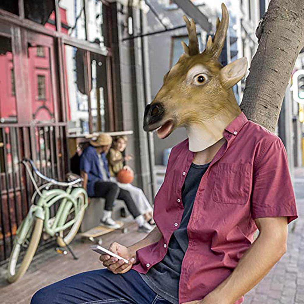 梅花鹿动物面具斑点鹿长颈鹿头套圣诞节麋鹿面具抖音舞会表演道具