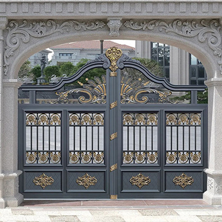 家用花园别墅门入户双开大门欧式铝艺花纹门铁艺庭院门铝艺庭院门