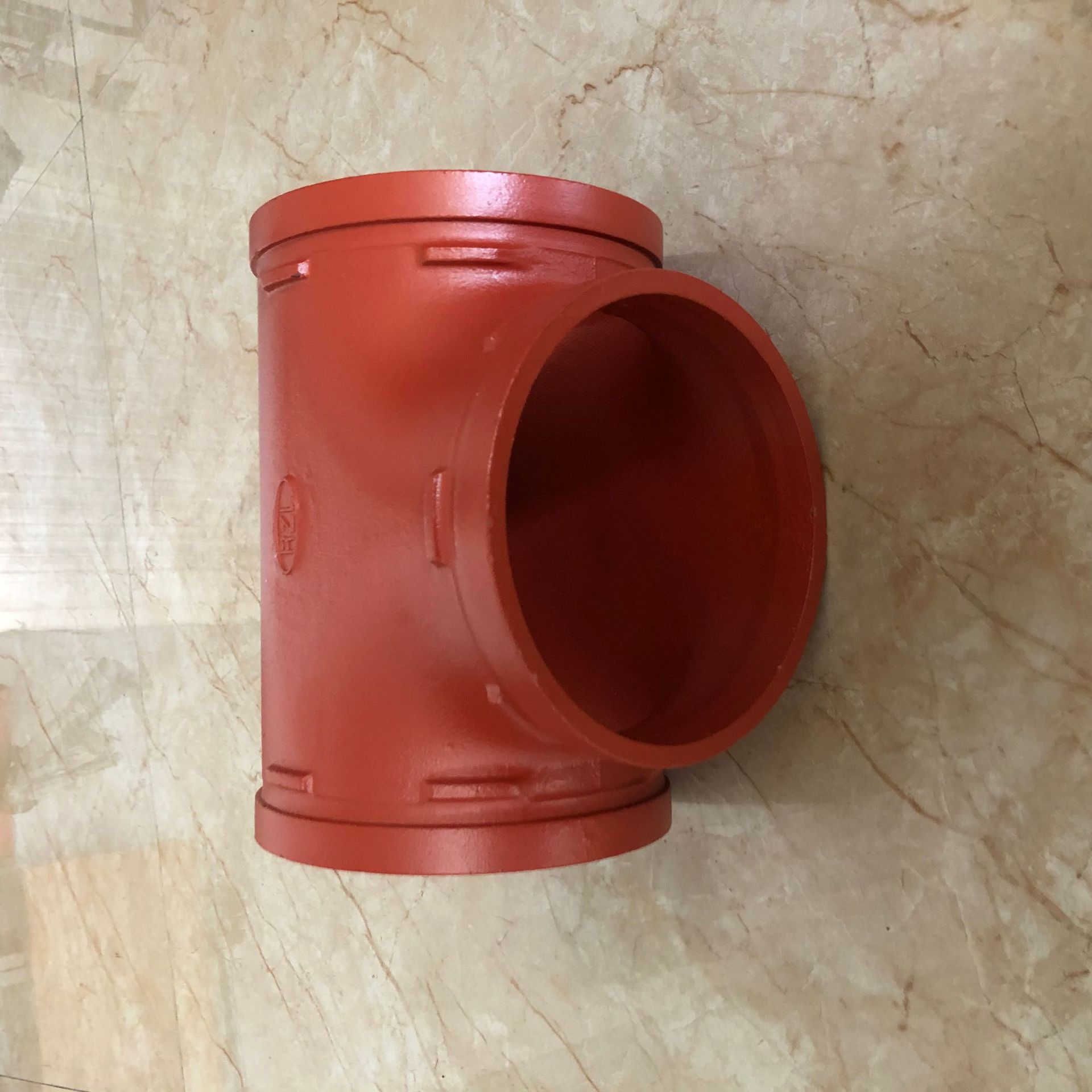 厂家直销红色三通沟槽式管件 正三通球墨铸铁钢性材质正三通