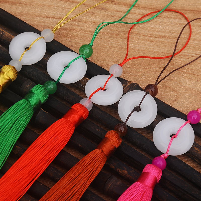 New Imitation White Jade Peace Buckle Tassel Chinese Knot Tassel Pendant Pillow Pendant Cheongsam Hanfu Overlapping-Weight Tassel