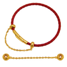 不锈钢配胶圈珠固定手链牛皮绳手绳钢丝绳手链可穿硬金红手绳批发