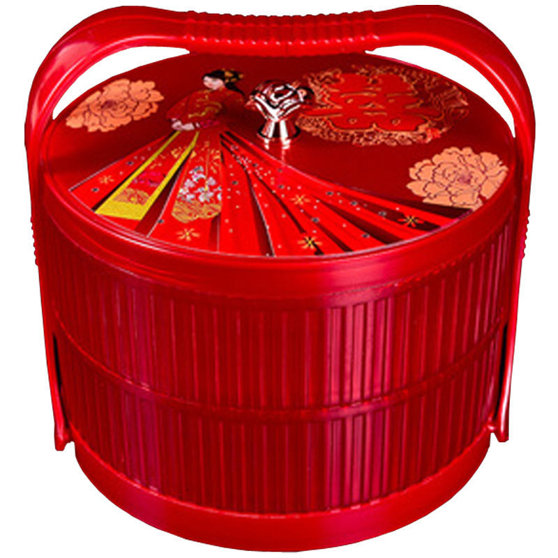 食盒提篮子婚庆清明节糕点密室食盒双层婚庆分格果盒大号蓝子新娘