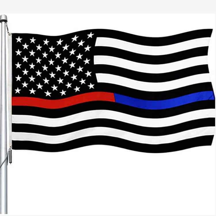 红蓝线条美国警察大号国旗90x150cm派对飘扬旗帜批发定制活动国旗