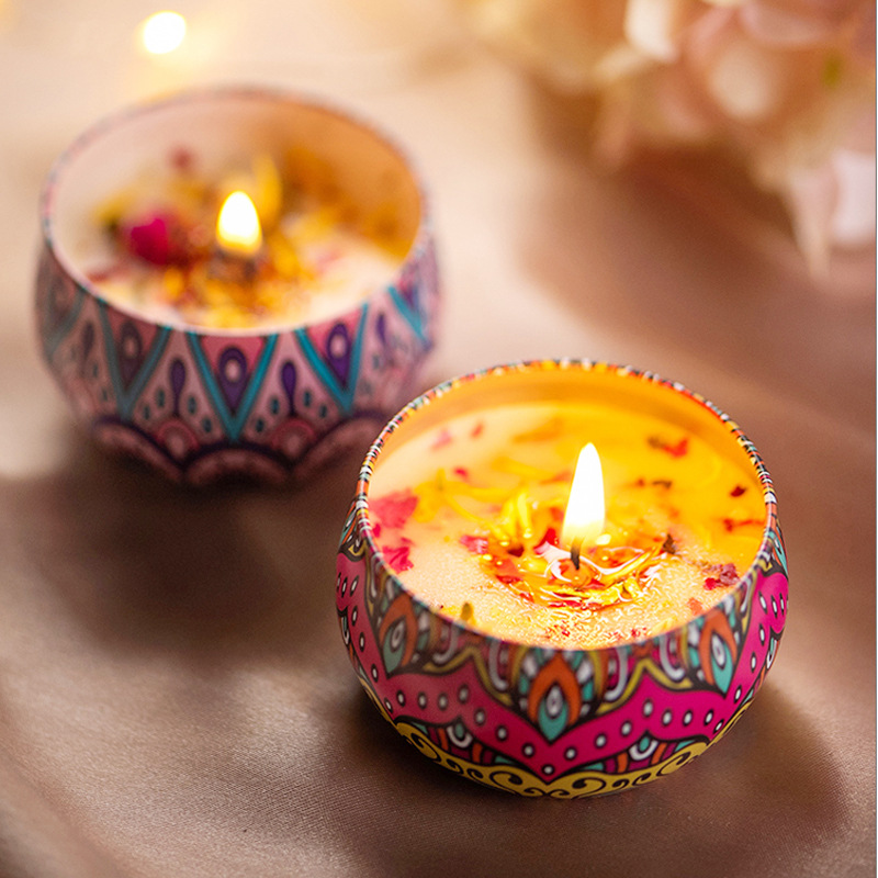 Smoke-Free Natural Aromatherapy Small Candle Household Soy Wax Plant Tea Fragrance Tealight Holiday Decoration Small round Candle