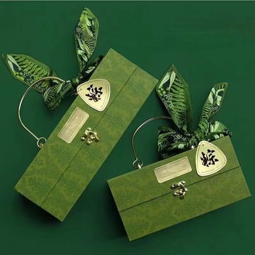 爆款端午礼盒装粽子绿色红色轻奢手提伴手礼伴郎伴娘礼品包装礼盒