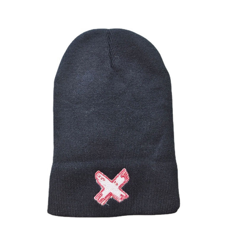 Cross-Border X-Letter Embroidery Knitted Hat Men's and Women's Autumn and Winter Outdoor Sports Windproof Warm Hat Woolen Cap Sleeve Cap