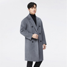 双面呢大衣男纯色2022秋冬季男装韩版新款羊毛呢子中长款风衣外套
