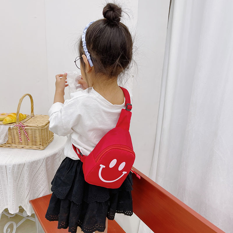 Wholesale Children's Chest Pack Cartoon Printed Crossbody Bag Fashion Smiley Shoulder Bag Mini Children's Pocket Money Small Backpack