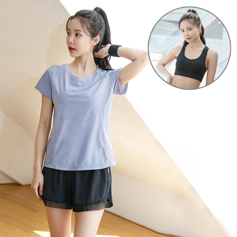 New Yoga Wear Suit Women's Summer Outdoor Running Quick-Drying Workout Clothes Oversized Short Sleeve Shorts Sportswear Suit