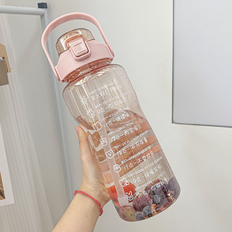 Cup Target Scale Reminder Internet Celebrity Female Students Large Capacity Kettle Summer Good-looking Tumbler Straw Cup