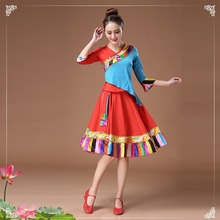 藏族舞蹈服装演出服女鱼尾斜摆上衣广场舞台表演艺考新款短裙套装