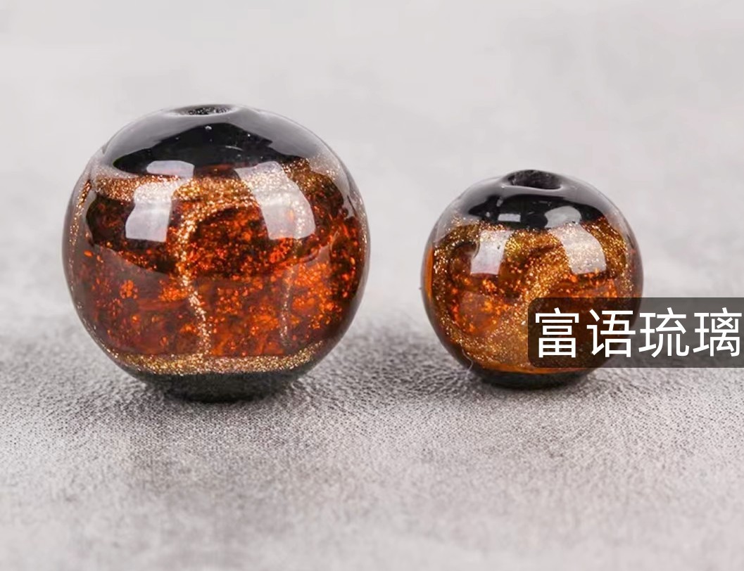 Two-Head Black Glass Bead Japanese Style Glaze Gold Sand Scattered Beads DIY Bracelet Earrings Hairpin Fragrant Gray Glass Bead