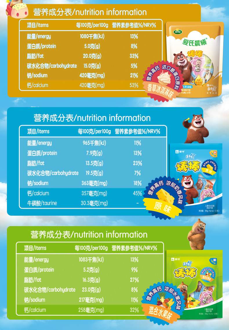 蒙牛爱氏晨曦奶酪棒未来星棒棒奶酪儿童健康高钙零食 金装棒95g